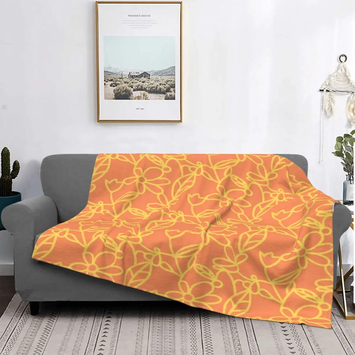 

Manta con patrón Floral naranja, para cama colcha, edredones a cuadros, manta de muselina de felpa de Anime, colcha de verano