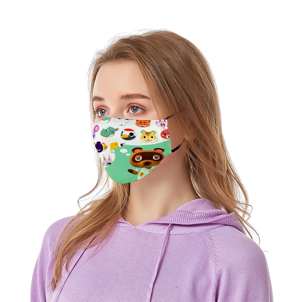 Мультяшные аниме животные пересекающие периферийные печатные маски защита от