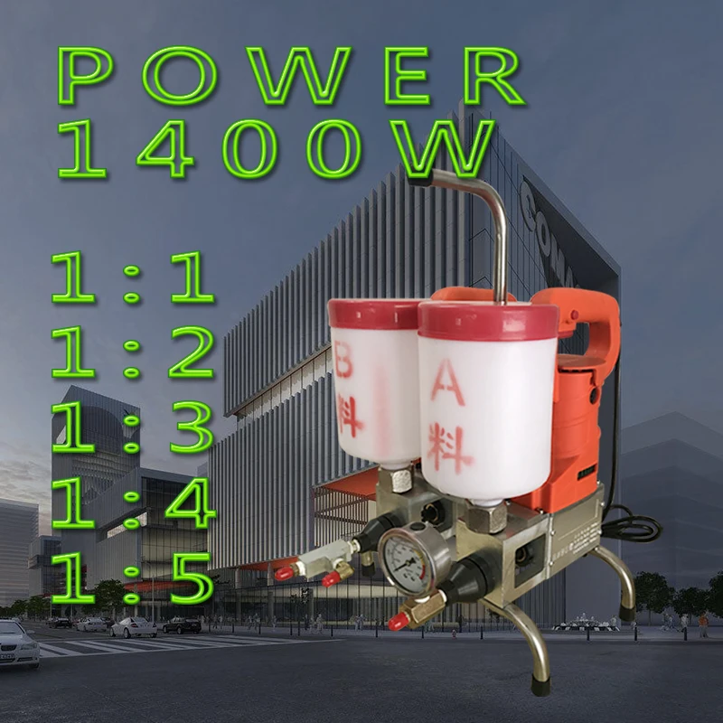 

1400w waterproofing concrete crack repair tool two component liquid high pressure pu foam injection grouting pump