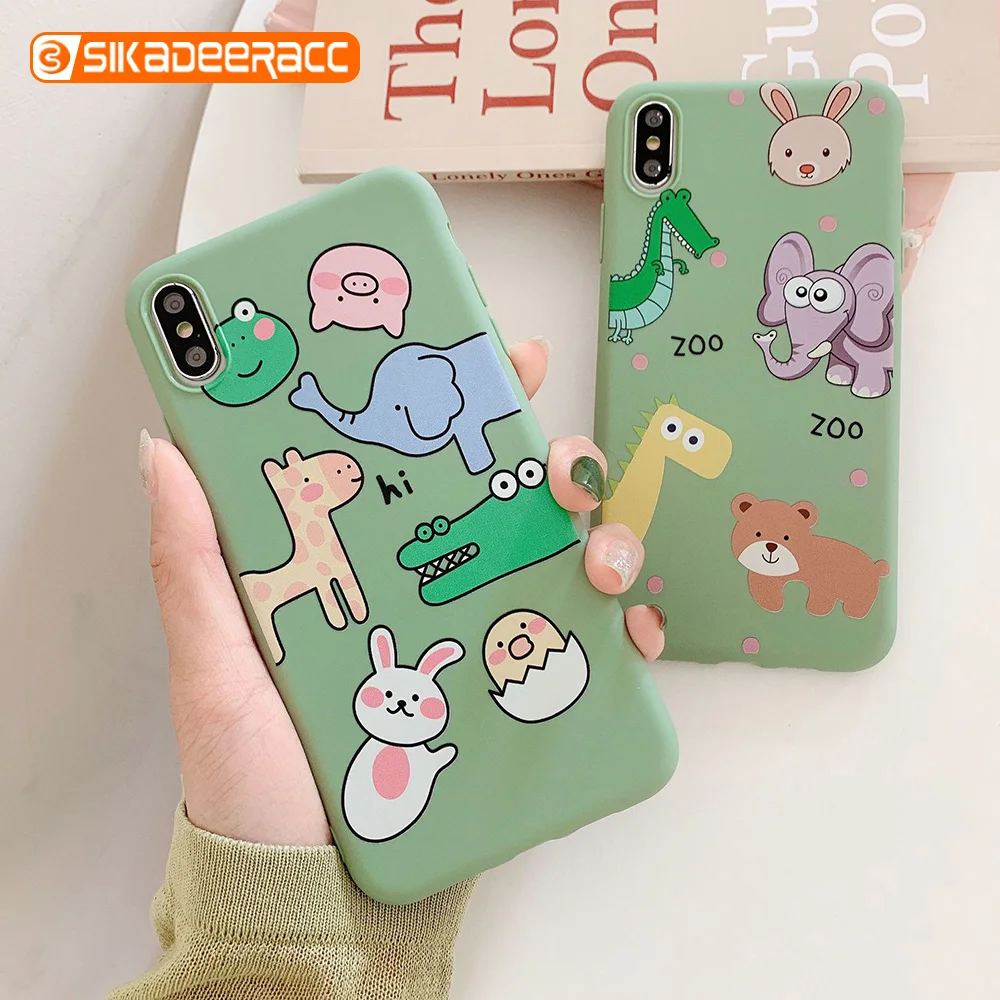 Cartoon Frosted Silicone Phone Case For iPhone 6 6s 7 8 Plus X XS MAX XR Shell Cute Bear Drink Bottle Soft Animal Solid Letter |