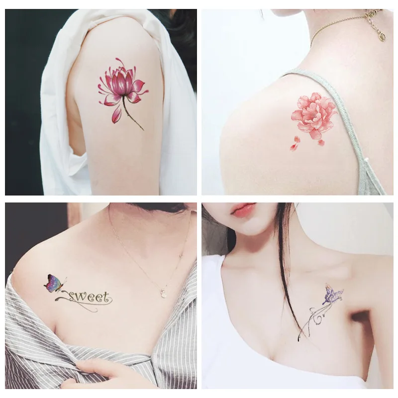 

30pcs/lot Flower Rose Waterproof Temporary Tatoos Sticker Cute Panda Animal for Adults Body Face Art Women Water Transfer Tattoo