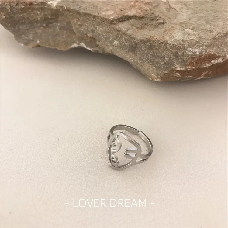 

2020 New Korean Vintage Rings For Women Gold Silver Color Rings Human Face Openning Rings Fashion Jewelry Accessory