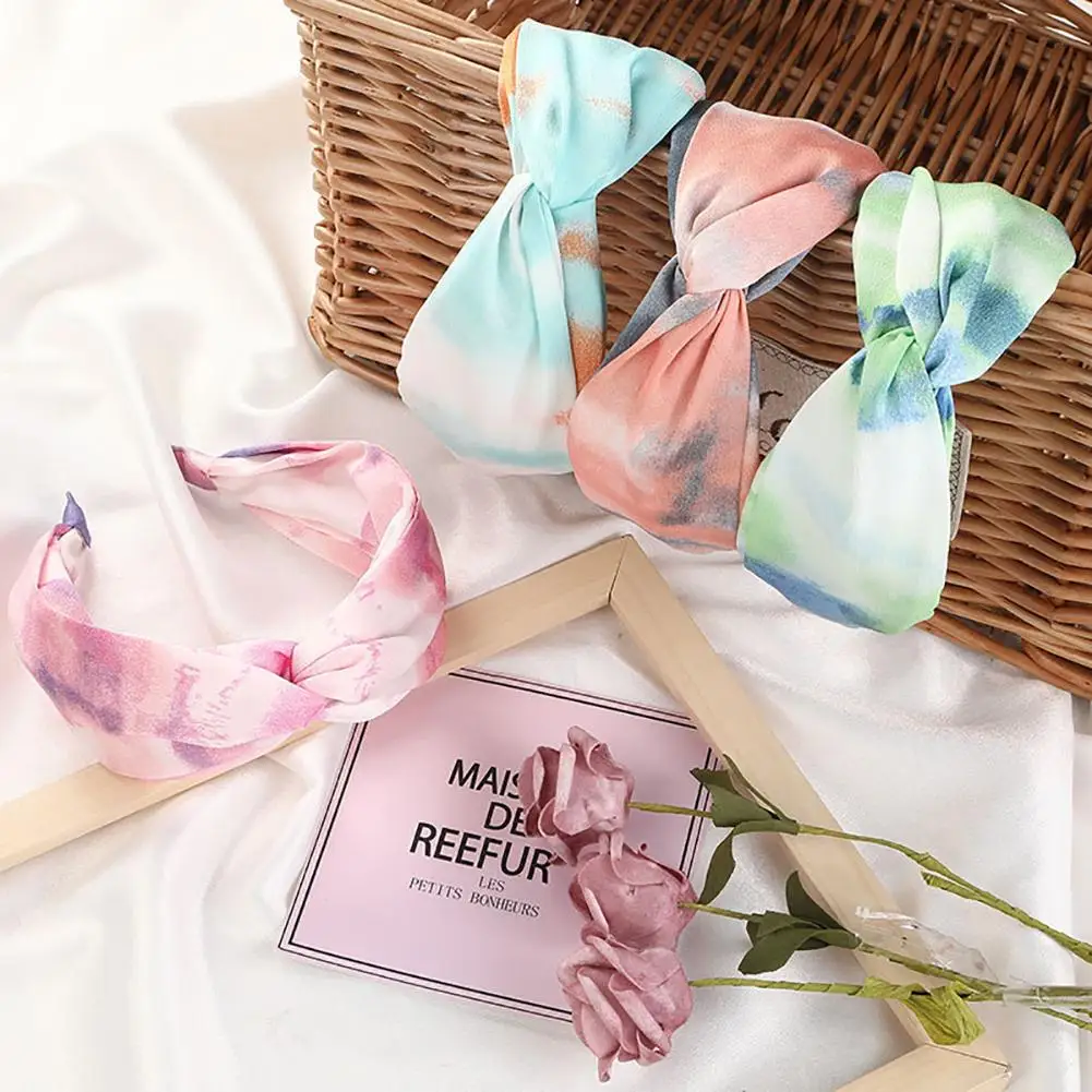 

Повязка на голову, с атласным узлом, в богемном стиле, широкая, повязка на волосы с крестиком