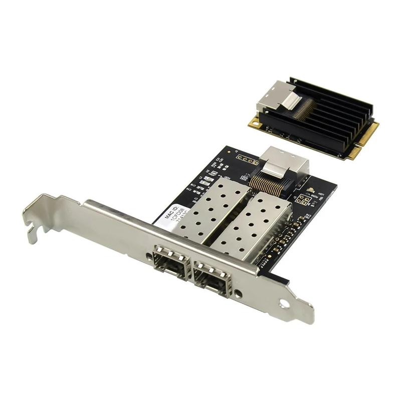 MINI Pci-E to Dual Port Gigabit Ethernet Network Card 1000M SFP Industrial Optical Fiber Server Card  I350 Chipset