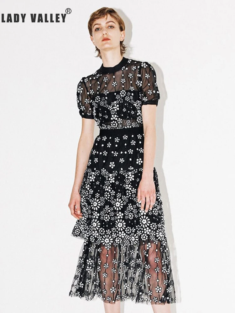 Бесплатная доставка тяжелое ремесло вышивка сетка пайетки сексуальное платье с