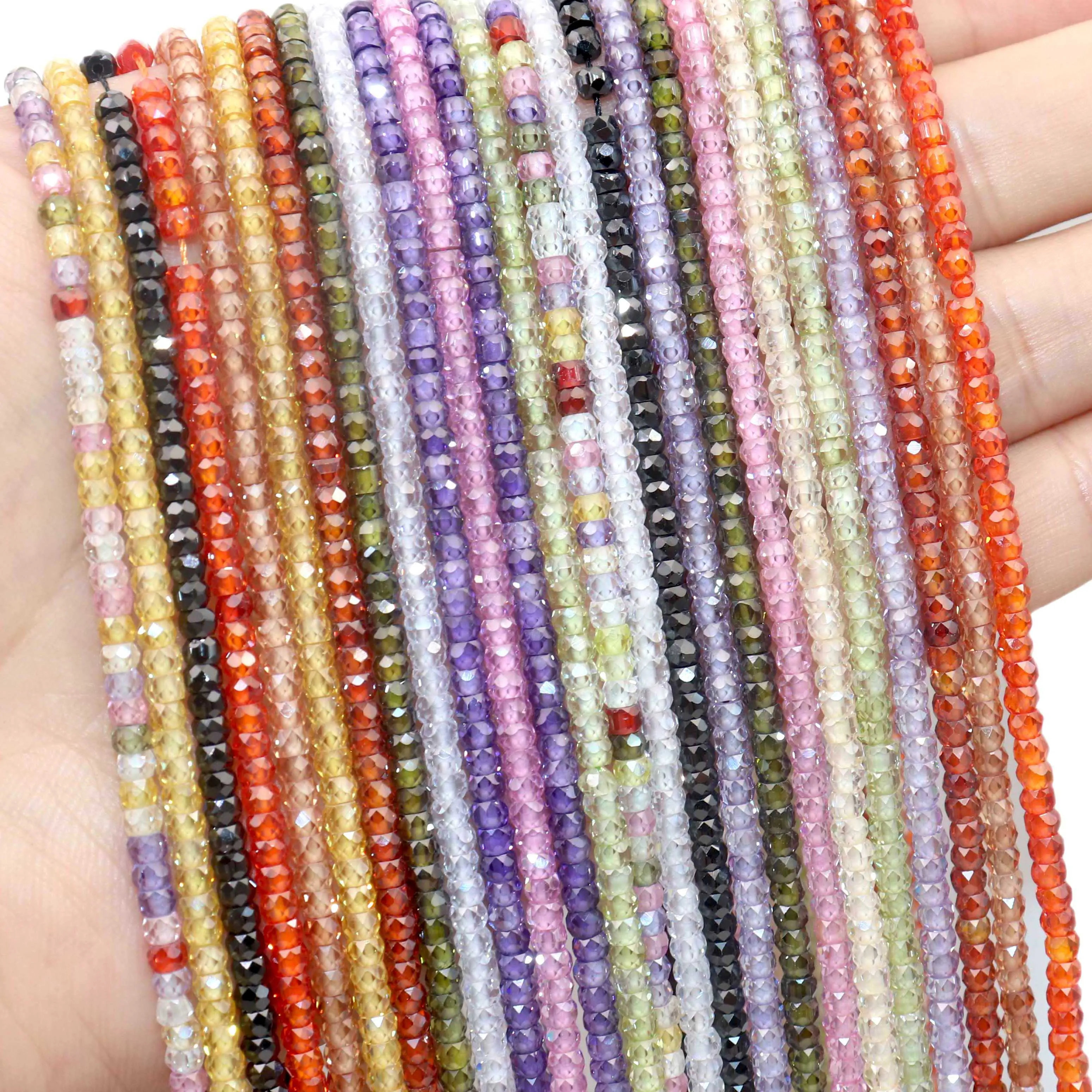 Граненые кубические циркониевые Стразы 2*3 мм разноцветные круглые бусины