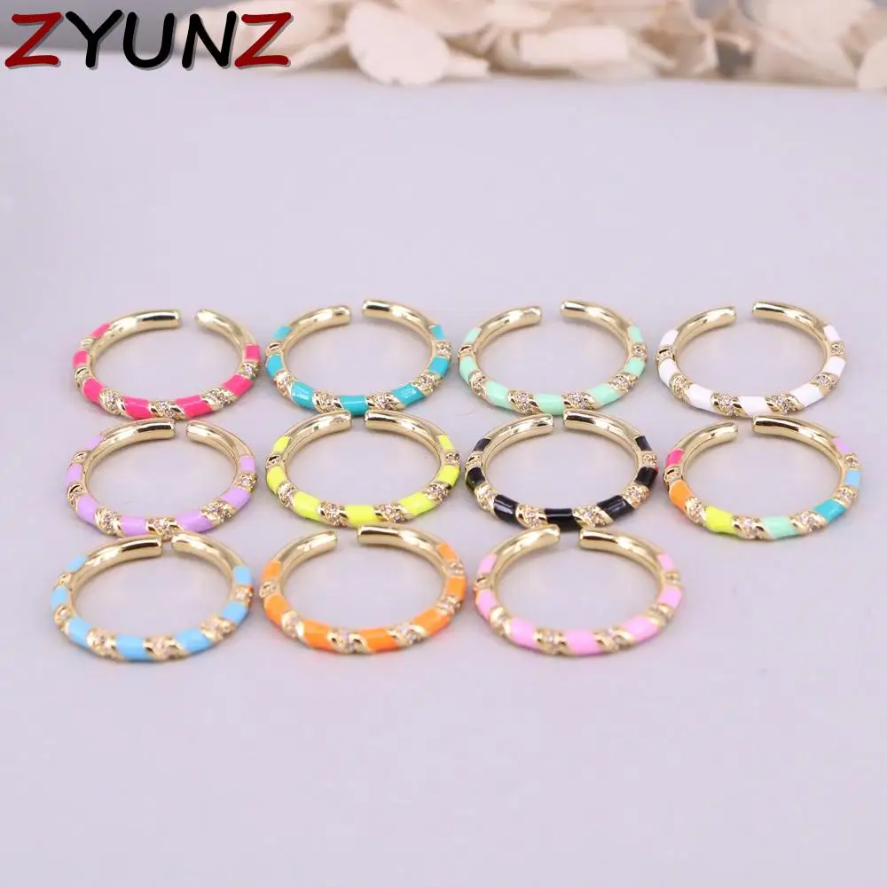 

5PCS, Neon Enamel Twist Ring For Women, Gold plated Colorful delicacy band rings With Shiny Cubic Zircon Ring