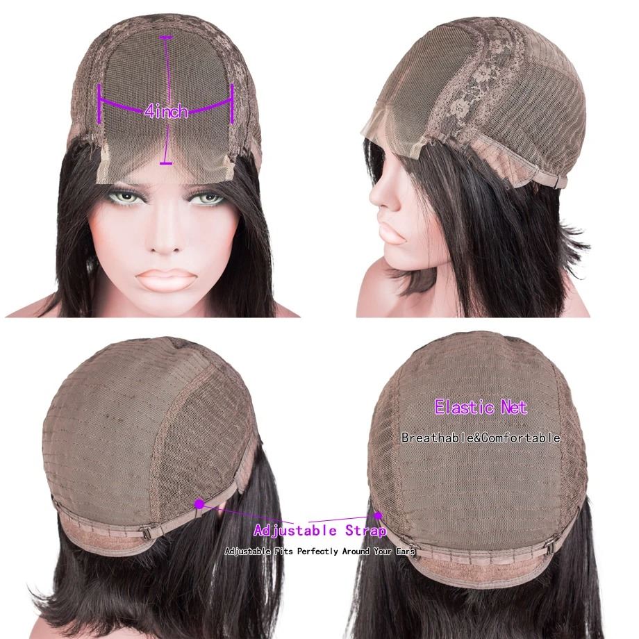 Парики из человеческих волос бразильские волнистые волосы Remy с челкой отбеленные узлы 13x6|Парик натуральных