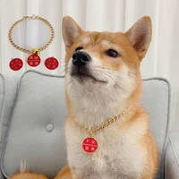 new year small medium dogs collar with bell pendant cute cats metal chain necklace pets shiba inu bulldog neck strip