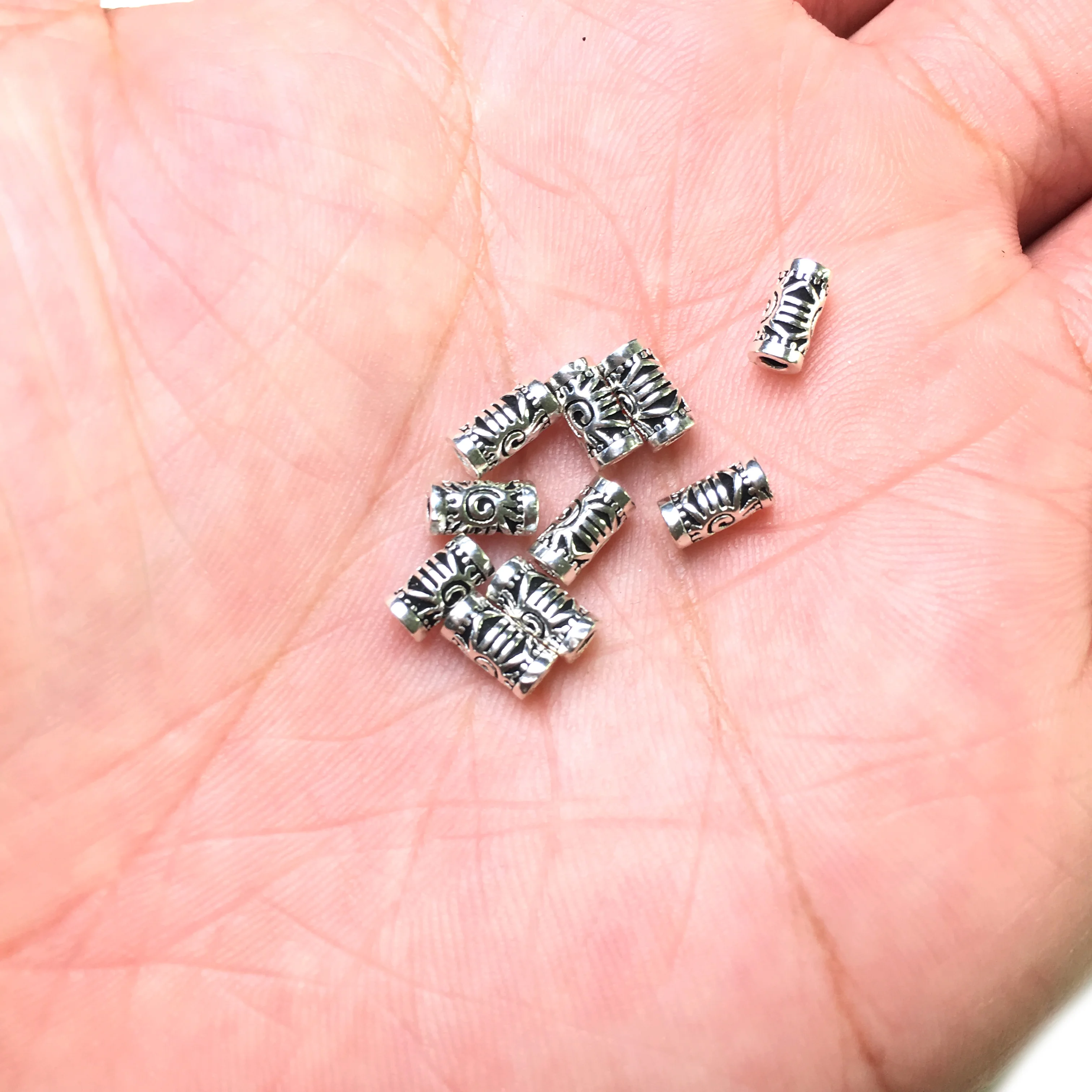 

4x7mm 10Pcs Carved Loose Spacer Tube 925 Sterling Silver Beads For Handmade Jewelry Making DIY Bracelets Necklace Accessories