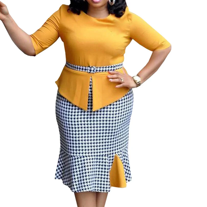 Горячая Распродажа модное лоскутное клетчатое уличное узкое платье с юбкой годе