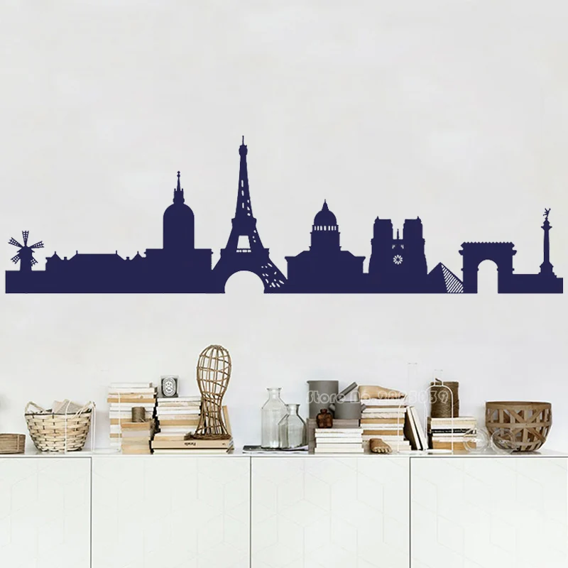 Наклейки на стену с изображением Парижского города виниловые обои Эйфелевой