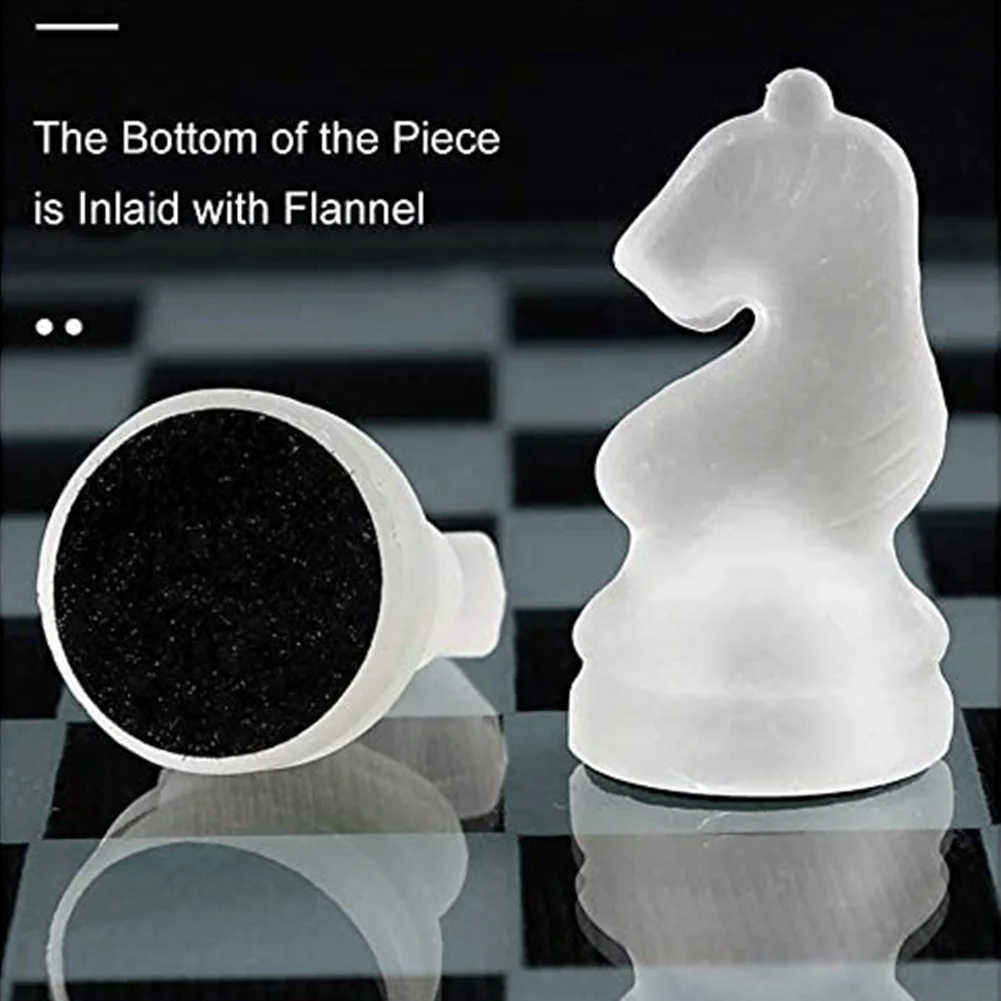 

Fully Functional Gaming Party With Chessboard Home Clear Entertainment Frosted Gift Portable For Adults Kids Glass Chess Set