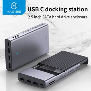 hagibis usb c hub with hard drive enclosure 2 5 sata to usb 3 0 type c adapter for external ssd disk hdd case free global shipping