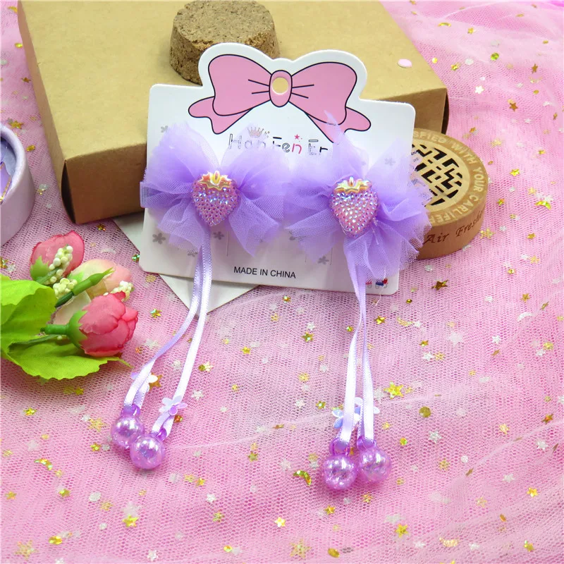 6 шт./3 карты милые клубники элегантный сетчатый зажим для маленьких девочек