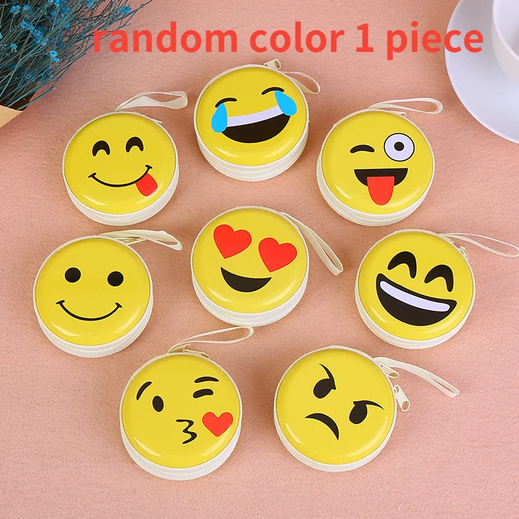 

Creative Coin Purses Men Women Earphone Storage Cute Tinplate Zipper Wallet Cartoon Smiley Expression Pattern Coin Lady Wallet