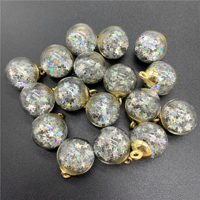 5 шт. 16 мм цветные прозрачные стеклянные шариковые Подвески в виде звезд для