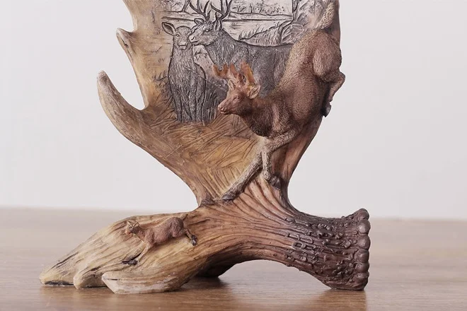 

Retro dear antlers resin crafts novelty handcrafted animal deer abstract sculpture TV stand living room home decoration