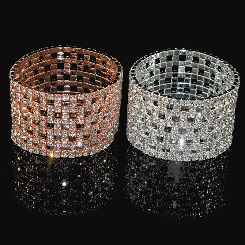 Браслет для невесты из стразы многорядный эластичный браслет с кристаллами