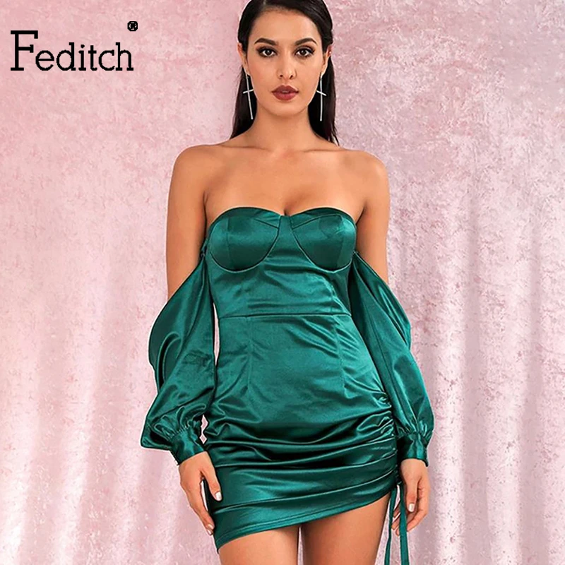 Feditch, Новое поступление, осень, женское платье, Soid, сексуальное, с открытой спиной, Драпированное, мини, женское платье, es, элегантное, для ночного клуба, вечерние, для женщин, Vestidao