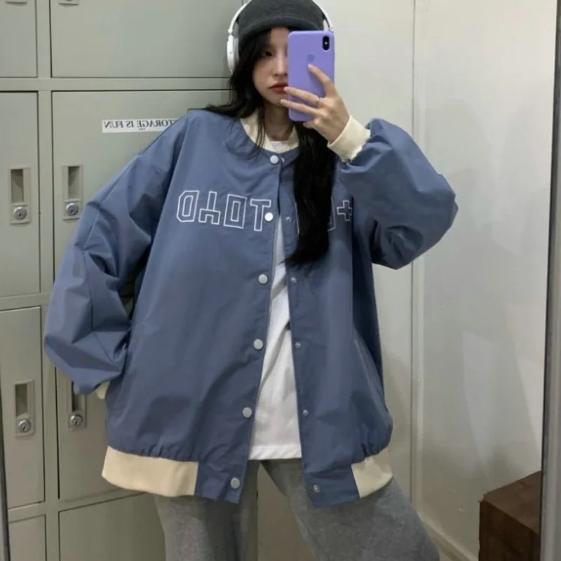 

2021 Autumn Winter New Female Coat Bomber Jackets Overcoat Windbreaker Long Women Jacket Sleeve Button Top Fashion Casual Coat