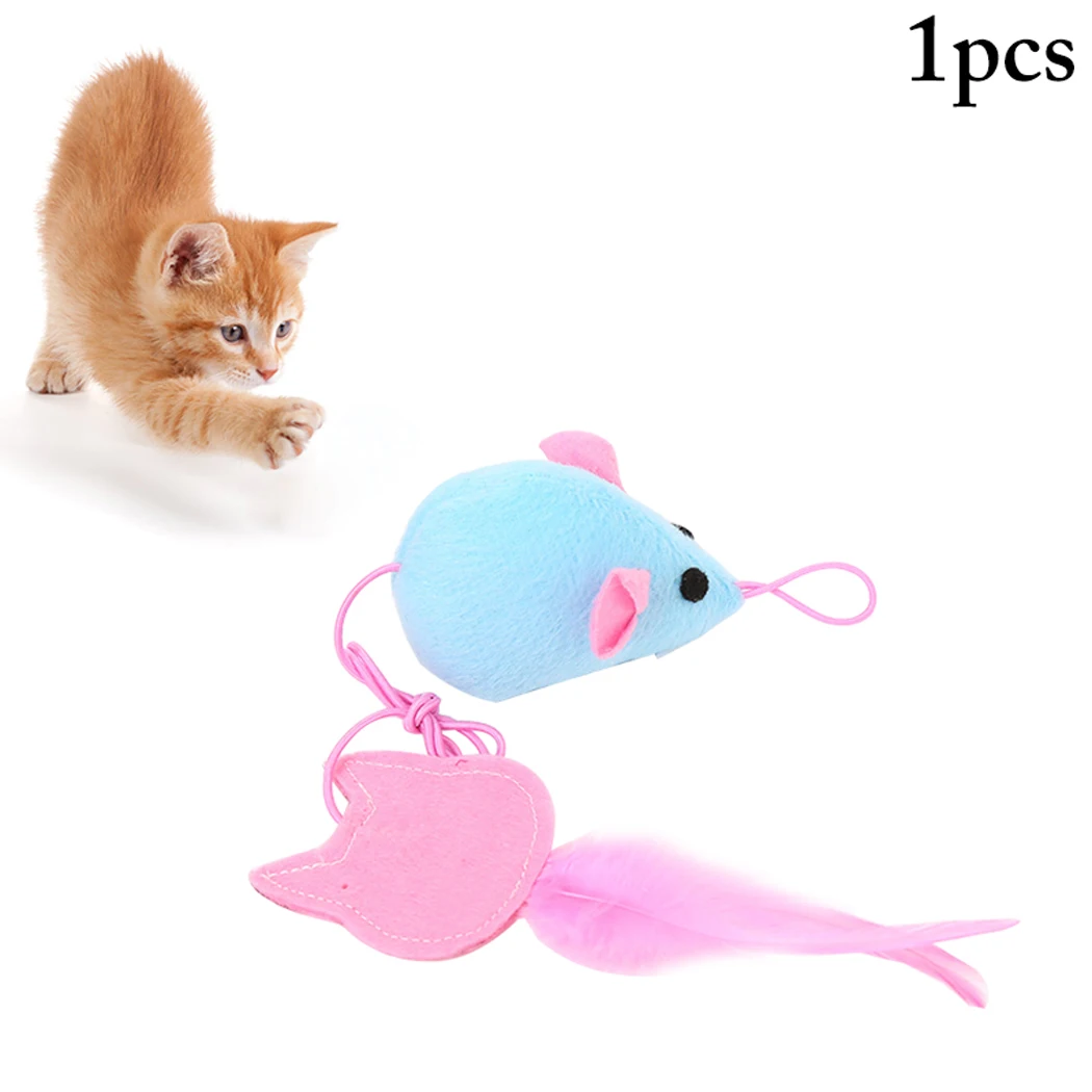 

Plush Mouse Cat Toy Interactive Feather Kitten Mouse Toy Cat Mouse Toy Cat Funny Toys for Cats Pet Cat Accessories
