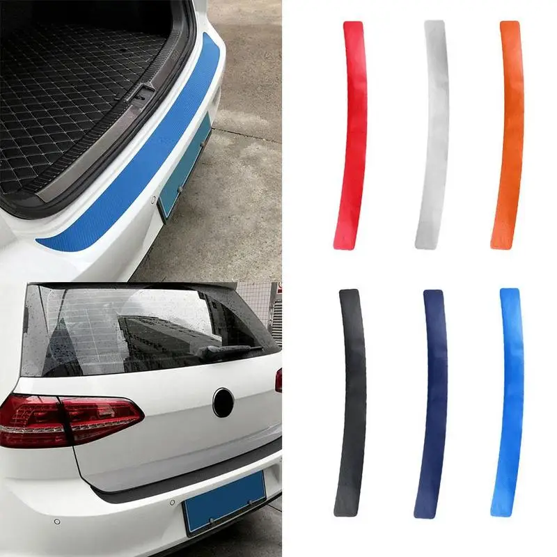 

3D Carbon Fiber Film Universal Trunk Rear Guard Plate Sticker Car Rear Bumper Trim Anti-Kicked Scratch Protection Sticker Strip