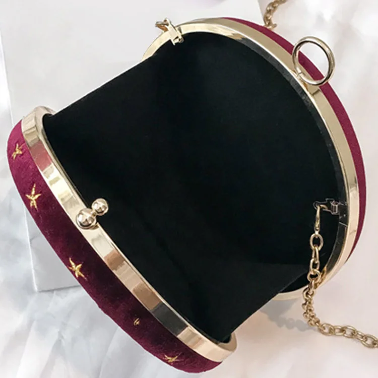 

New Starry Sky Circular Fashion Suede Shoulder Bag Chain Belt Women'S Crossbody Messenger Bags Ladies Purse Female Round Handbag