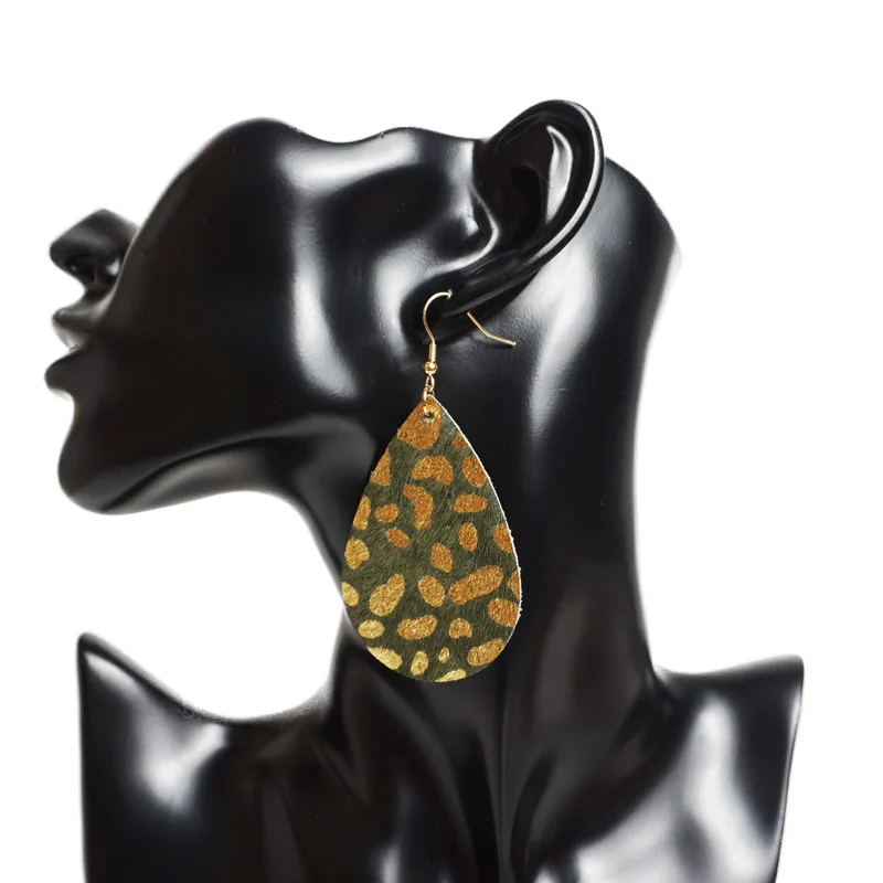 Женские леопардовые серьги M & G подвески с кожаными перьями модные ювелирные