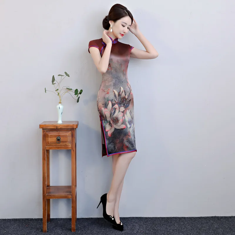 2020 Rushed Is The Spring Of New Long Double Cheongsam Daily Improvement Chinese Style Collar Silk Qipao Woman | Свадьбы и торжества