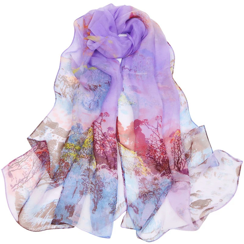 Новый Модный женский шарф с принтом пляжные парео из органзы рисунком чернилами