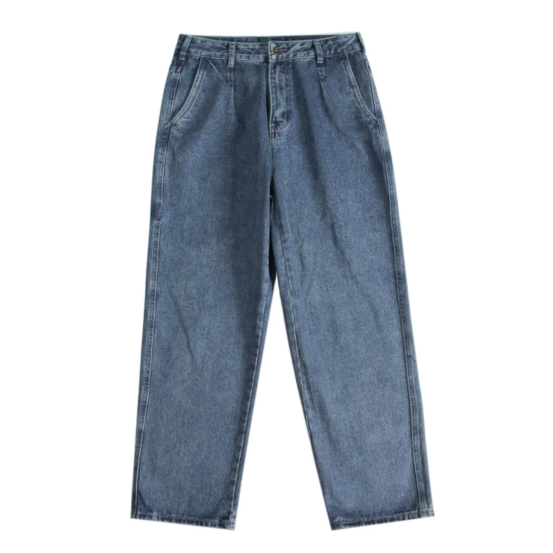 

2019 Men's Blue Color Wide Leg Pants Baggy Homme Casual Pants Classic Cargo Pocket Jeans Cowboy Loose Trousers Plus Size M-2XL