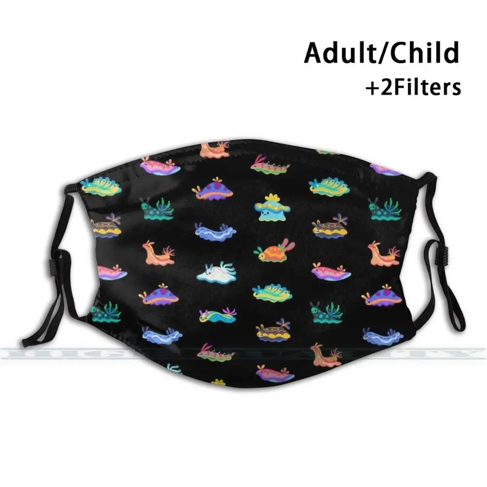 

Sea Slug - Black Fashion Print Reusable Funny Pm2.5 Filter Mouth Face Mask Nudibranch Sea Slug Slug Animal Marine