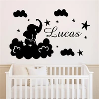elephant moon stars custom name wall stickers personalized boys girls vinyl decals baby bedroom nursery decor art mural dw11165