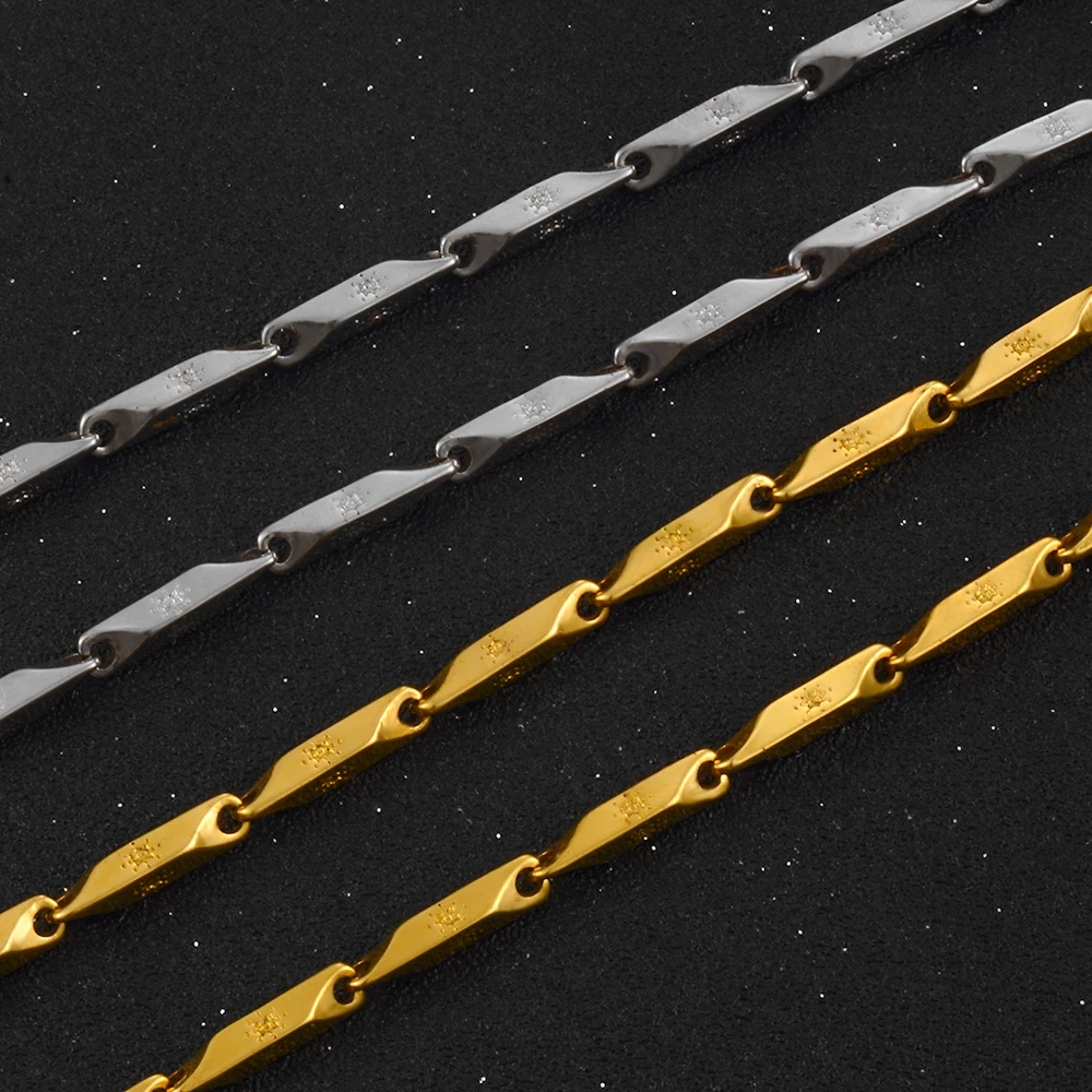 

New Stainless Steel Byzantine Gold Chain Fashion Men And Women Jewelry
