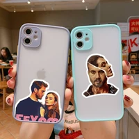 cukur hot show tv phone case for iphone 13 12 11 mini pro xr xs max 7 8 plus x matte transparent blue back cover