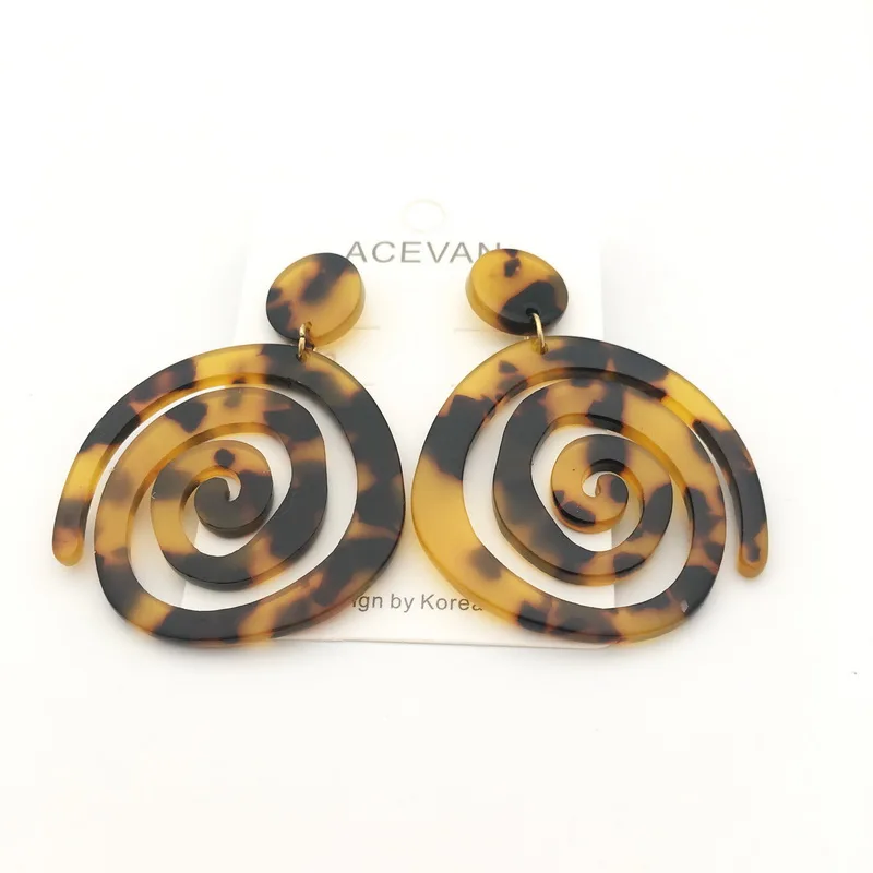 Коричневые черные акриловые серьги кольца богемные ацетатная серьга черепаха