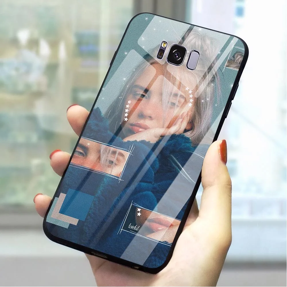 K1027308 Billie Eilish закаленное Стекло чехол для телефона для samsung S7 чехол Galaxy A70 A60 M40 A50 A40 A20 A30 A10 S7 край S8 S9 плюс S10 - Цвет: K1027308