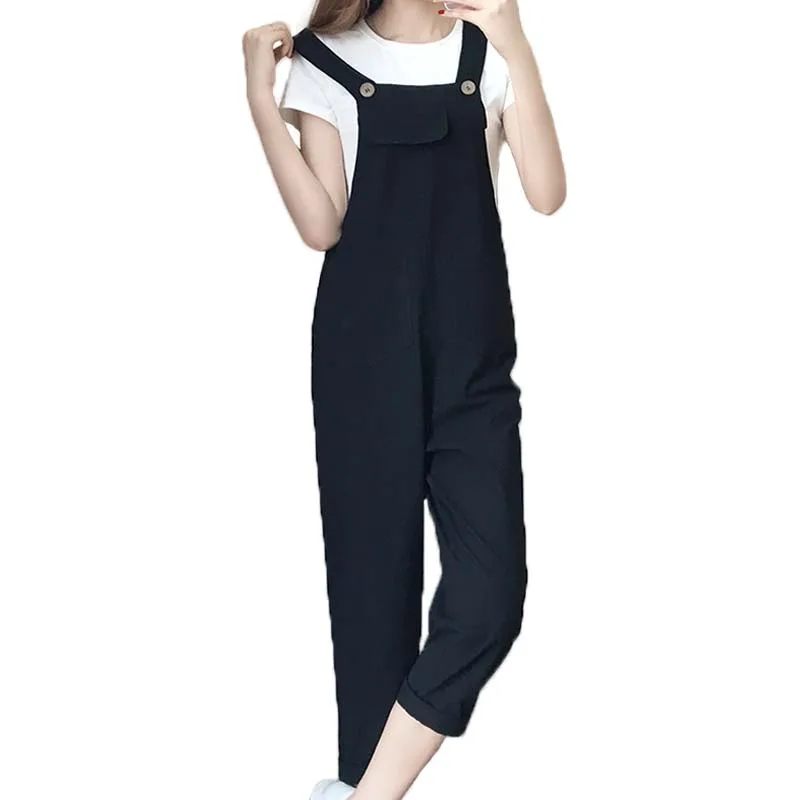 

Fat Girl Spring and Summer Loose Slimming Joint plus Size Cotton Linen Cropped Suspender T-shirt Casual 2-Piece Set Female 200