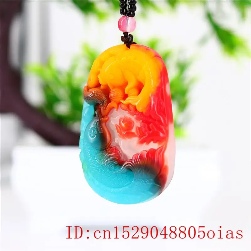 Colour Jade Carp Pendant Necklace Amulet Men Jewelry Jadeite Gifts for Natural Fashion Carved Charm Women Chinese | Украшения и