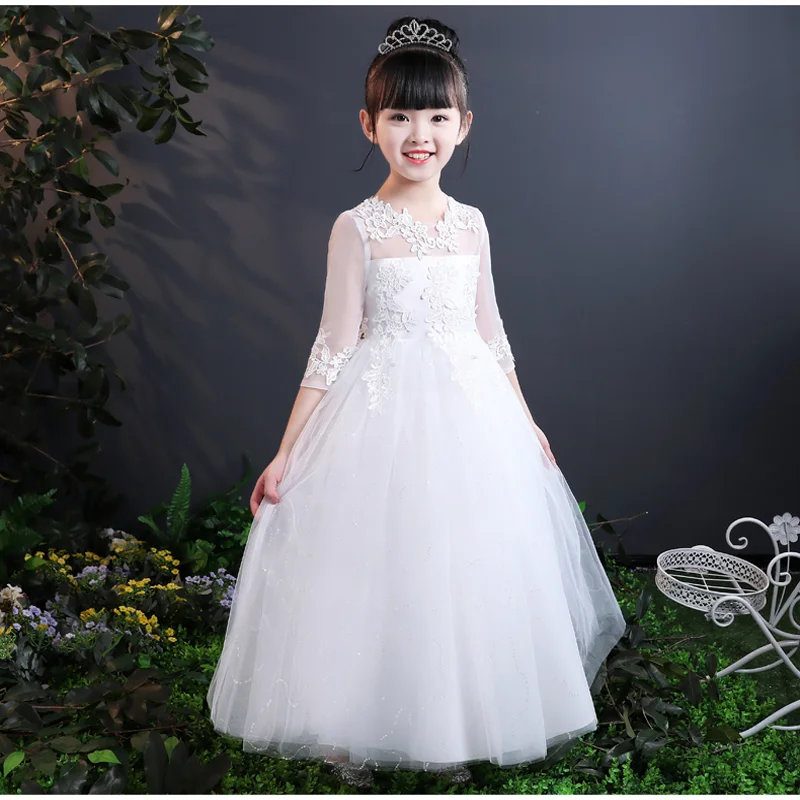 Романтичное свадебное платье подружки невесты с цветочным узором для девочек