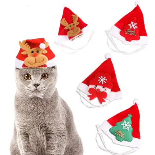 

Christmas Pet Santa Hat Small Puppy Cat Dog Hat Xmas Holiday Costume Ornaments Cap Accessories Pet Supplies