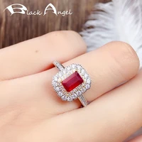 black angel fashion 925 silver luxury ruby adjustable rings for women red gemstone bride jewelry dropshipping wedding gift