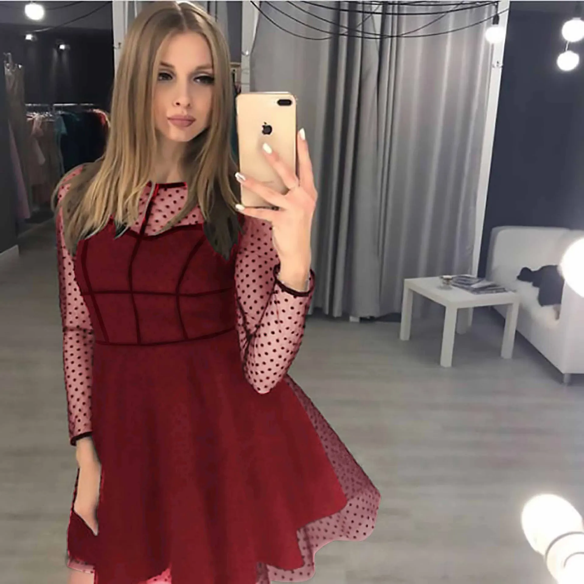 BacklakeGirls Мини коктейльные платья из тюля с овальным вырезом и длинными рукавами, женские Коктейльные Вечерние платья с молнией сзади