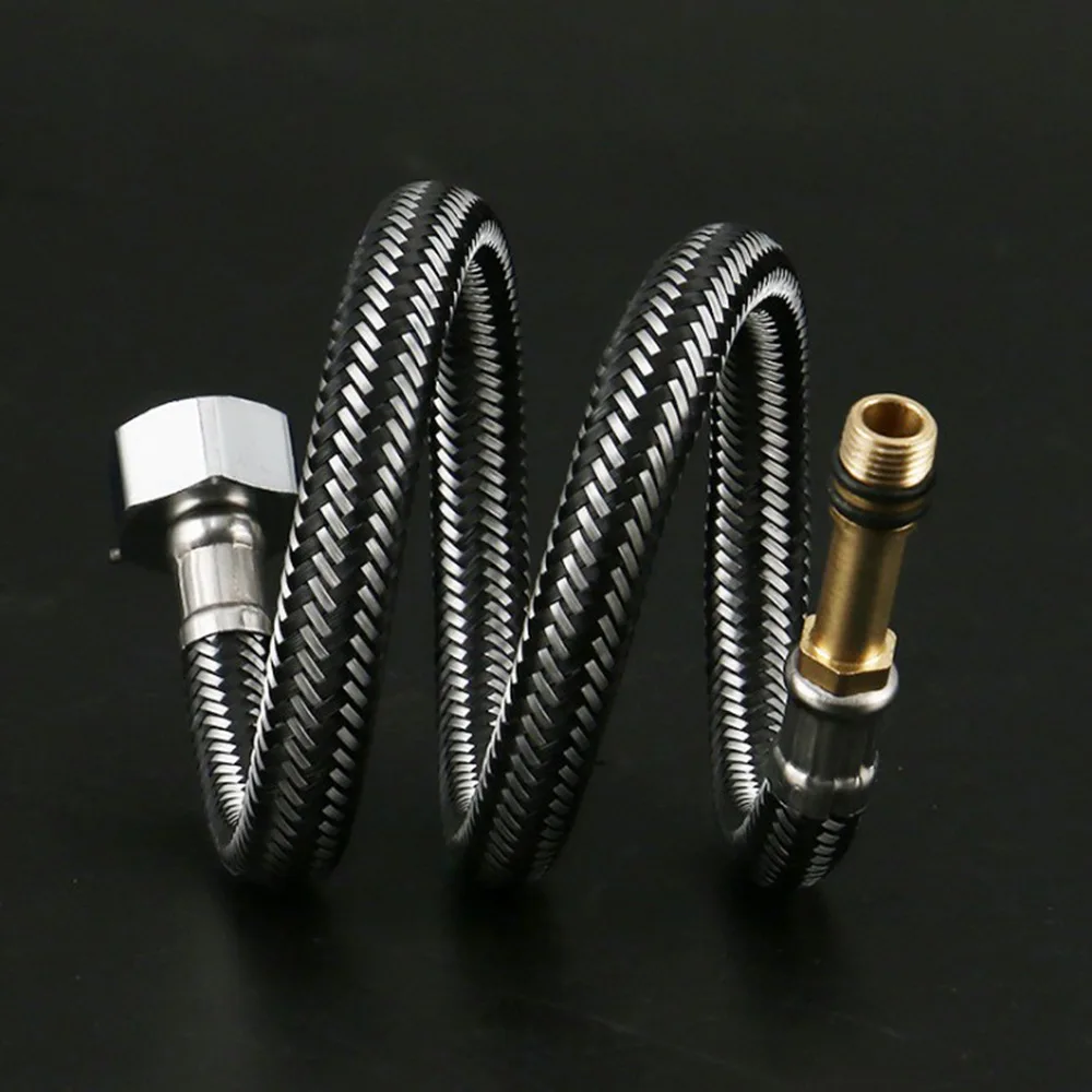 Explosion-proof hose metal bathroom braided high pressure single head black wire hot and cold toilet connect | Обустройство дома