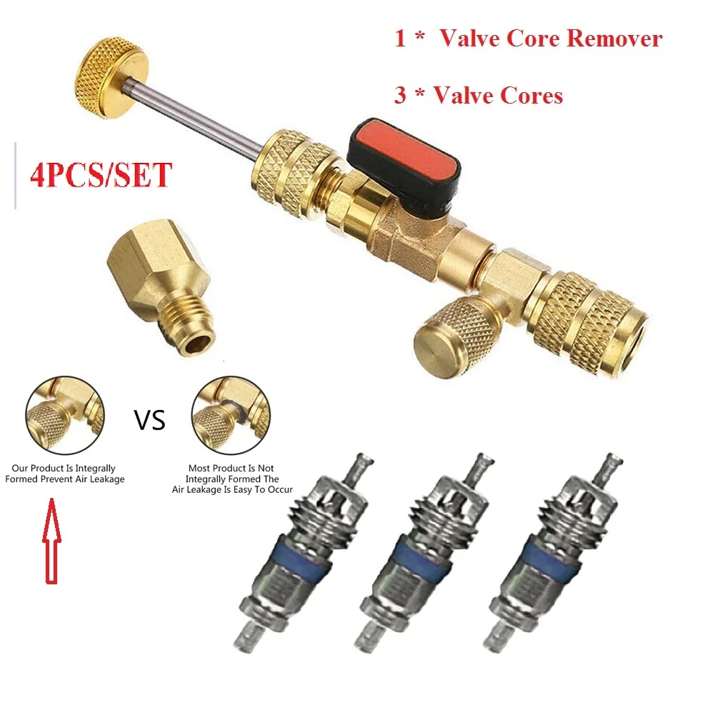 

1PC HVAC Valve Core Remover Dual Size 5/16"&1/4" Port Installer Ball Valve Adapter Auto Air Condition Refrigeration Tools