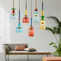 nordic macaron candy glass pendant lights modern home decore living indoor lighting dining room bedroom hanging lights fixture