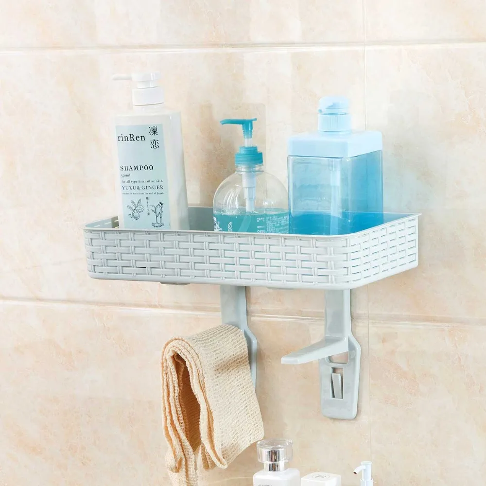 

Bathroom Organizer Storage Rack Toilet Shelf Shampoo Soap Cosmetic Holder Wall Mounted Shower Shelves Imation Rattan Shaped