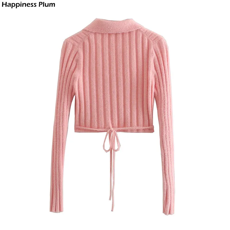 

Women's Sweater Solid Cross V-Neck Lace Up Bow Jumpers Long Sleeve Cardigan Female Spring Knitted Coat