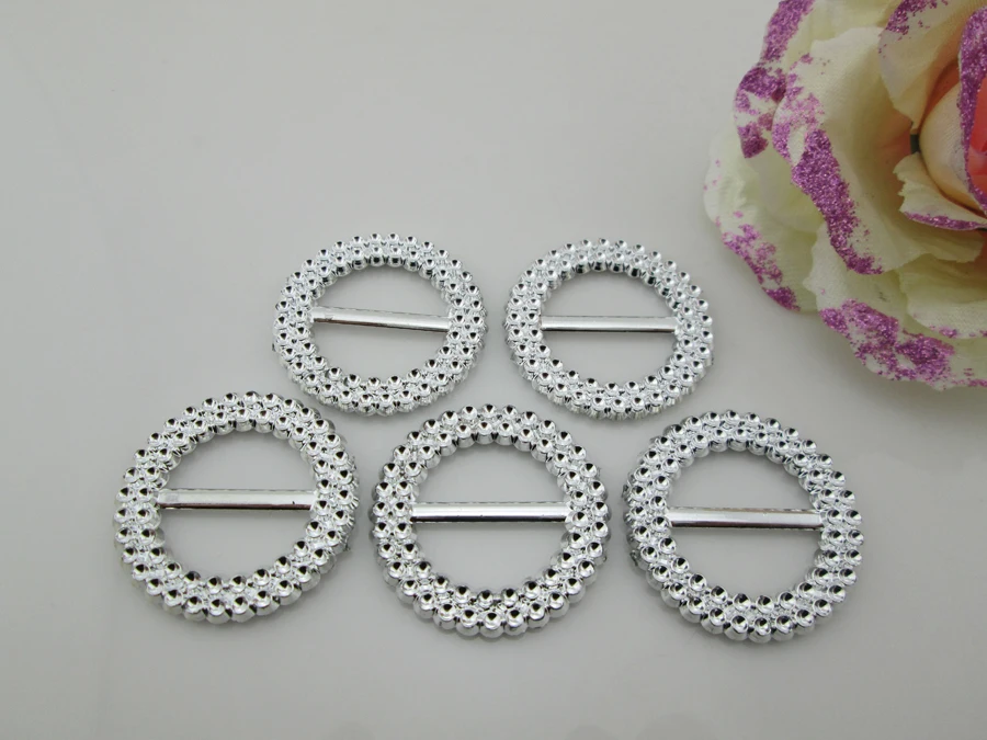 

10pcs Double Round Rhinestone Plastic Buckle For Craft 21mm